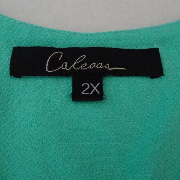 Calessa Embroidered Tunic Top Women's Plus Size 2X Blue Aqua Loose Fit V-Neck - Picture 5 of 10